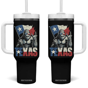 Bigfoot Texas Tumbler With Handle Sasquatch Loves Rock On Hand Texan Texas Flag TS10 One Size: 40 oz Black Print Your Wear