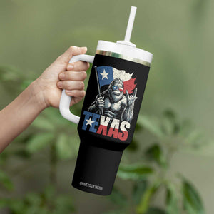 Bigfoot Texas Tumbler With Handle Sasquatch Loves Rock On Hand Texan Texas Flag TS10 Print Your Wear