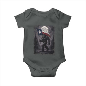 Bigfoot Texas Baby Onesie Forest Sasquatch Loves Rock On Hand Texas Flag TS10 Dark Heather Print Your Wear
