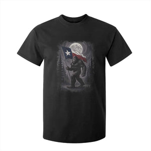 Bigfoot Texas T Shirt For Kid Forest Sasquatch Loves Rock On Hand Texas Flag TS10 Black Print Your Wear