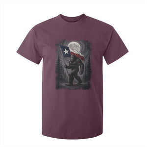Bigfoot Texas T Shirt For Kid Forest Sasquatch Loves Rock On Hand Texas Flag TS10 Maroon Print Your Wear