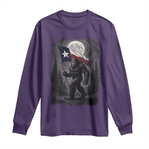 Bigfoot Texas Long Sleeve Shirt Forest Sasquatch Loves Rock On Hand Texas Flag TS10 Purple Print Your Wear