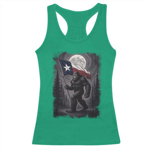 Bigfoot Texas Racerback Tank Top Forest Sasquatch Loves Rock On Hand Texas Flag - Print Your Wear