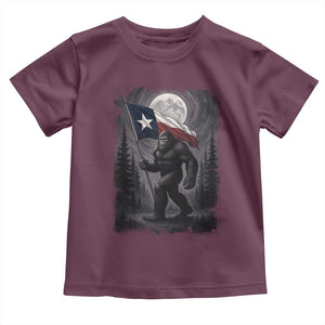 Bigfoot Texas Toddler T Shirt Forest Sasquatch Loves Rock On Hand Texas Flag TS10 Maroon Print Your Wear