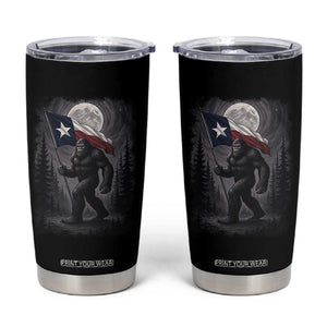 Bigfoot Texas Tumbler Cup Forest Sasquatch Loves Rock On Hand Texas Flag TS10 Black Print Your Wear