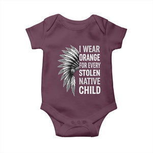 I Wear Orange For Every Stolen Native Child Baby Onesie Orange Day TS10 Maroon Print Your Wear