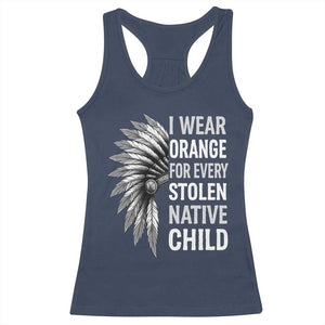 I Wear Orange For Every Stolen Native Child Racerback Tank Top Orange Day TS10 Navy Print Your Wear