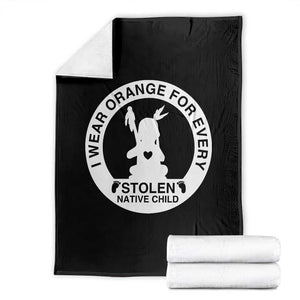 I Wear Orange For Every Stolen American Native Child Throw Blanket Bring Our Children Home Orange Day TS10 Black Print Your Wear