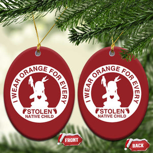 I Wear Orange For Every Stolen American Native Child Christmas Ornament Bring Our Children Home Orange Day TS10 Oval Red Print Your Wear