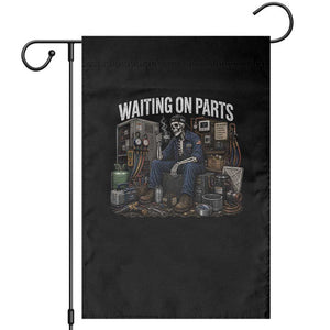 Waiting On Parts HVAC Tech Skeleton Funny Mechanic Graphic Garden Flag