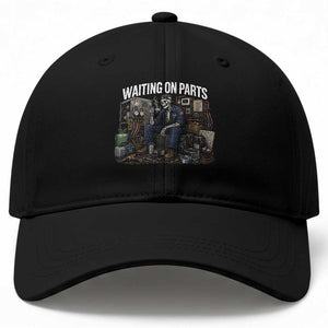 Waiting On Parts HVAC Tech Skeleton Funny Mechanic Graphic Baseball Cap