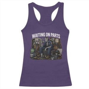 Waiting On Parts HVAC Tech Skeleton Funny Mechanic Graphic Racerback Tank Top