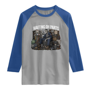 Waiting On Parts HVAC Tech Skeleton Funny Mechanic Graphic Raglan Shirt