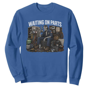 Waiting On Parts HVAC Tech Skeleton Funny Mechanic Graphic Sweatshirt