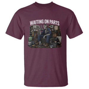 Waiting On Parts HVAC Tech Skeleton Funny Mechanic Graphic T Shirt