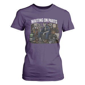 Waiting On Parts HVAC Tech Skeleton Funny Mechanic Graphic T Shirt For Women