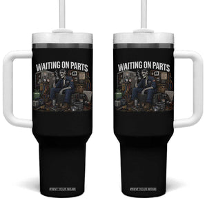Waiting On Parts HVAC Tech Skeleton Funny Mechanic Graphic Tumbler With Handle