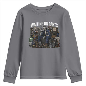 Waiting On Parts HVAC Tech Skeleton Funny Mechanic Graphic Youth Sweatshirt