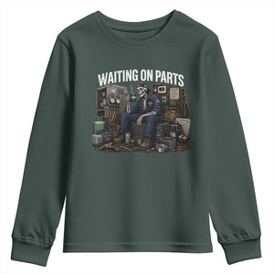 Waiting On Parts HVAC Tech Skeleton Funny Mechanic Graphic Youth Sweatshirt