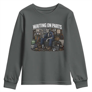 Waiting On Parts HVAC Tech Skeleton Funny Mechanic Graphic Youth Sweatshirt