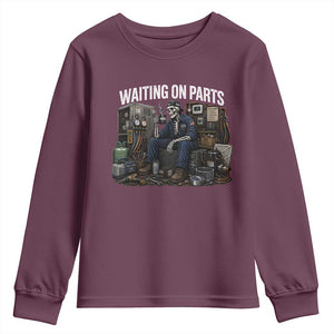 Waiting On Parts HVAC Tech Skeleton Funny Mechanic Graphic Youth Sweatshirt