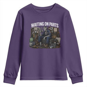 Waiting On Parts HVAC Tech Skeleton Funny Mechanic Graphic Youth Sweatshirt