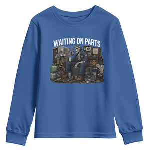 Waiting On Parts HVAC Tech Skeleton Funny Mechanic Graphic Youth Sweatshirt