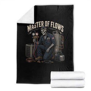 HVAC Tech Skeleton Mechanic Throw Blanket Master Of Flows Vintage Distressed Graphic