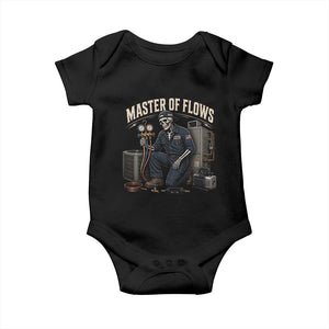 HVAC Tech Skeleton Mechanic Baby Onesie Master Of Flows Vintage Distressed Graphic