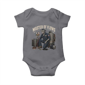 HVAC Tech Skeleton Mechanic Baby Onesie Master Of Flows Vintage Distressed Graphic