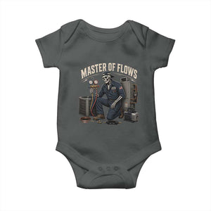 HVAC Tech Skeleton Mechanic Baby Onesie Master Of Flows Vintage Distressed Graphic