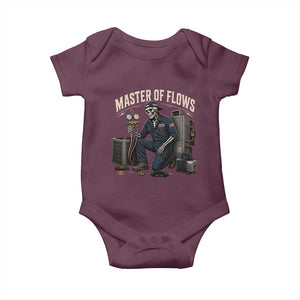 HVAC Tech Skeleton Mechanic Baby Onesie Master Of Flows Vintage Distressed Graphic