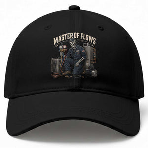 HVAC Tech Skeleton Mechanic Baseball Cap Master Of Flows Vintage Distressed Graphic