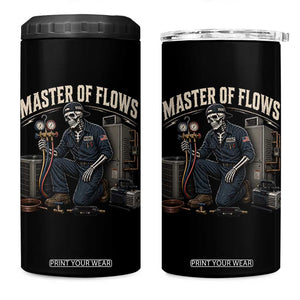 HVAC Tech Skeleton Mechanic 4 in 1 Can Cooler Tumbler Master Of Flows Vintage Distressed Graphic