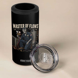 HVAC Tech Skeleton Mechanic 4 in 1 Can Cooler Tumbler Master Of Flows Vintage Distressed Graphic