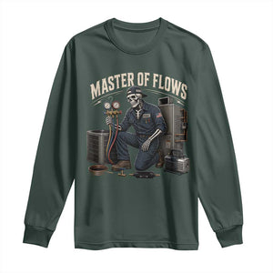 HVAC Tech Skeleton Mechanic Long Sleeve Shirt Master Of Flows Vintage Distressed Graphic