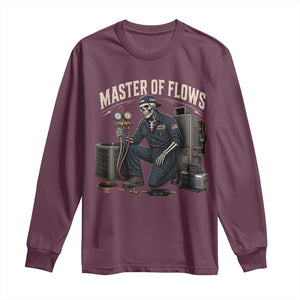 HVAC Tech Skeleton Mechanic Long Sleeve Shirt Master Of Flows Vintage Distressed Graphic