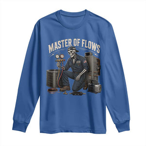HVAC Tech Skeleton Mechanic Long Sleeve Shirt Master Of Flows Vintage Distressed Graphic