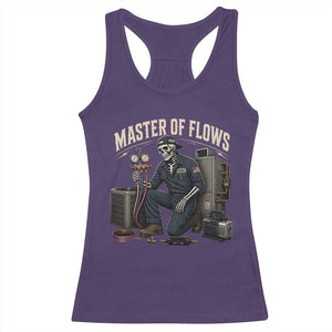 HVAC Tech Skeleton Mechanic Racerback Tank Top Master Of Flows Vintage Distressed Graphic