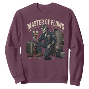HVAC Tech Skeleton Mechanic Sweatshirt Master Of Flows Vintage Distressed Graphic