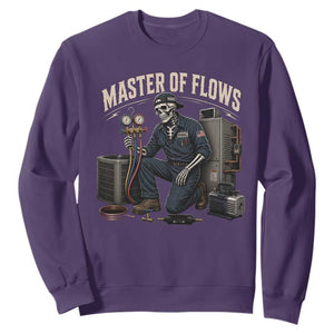 HVAC Tech Skeleton Mechanic Sweatshirt Master Of Flows Vintage Distressed Graphic