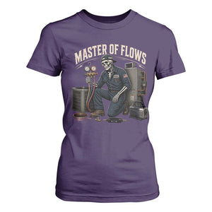 HVAC Tech Skeleton Mechanic T Shirt For Women Master Of Flows Vintage Distressed Graphic