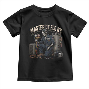 HVAC Tech Skeleton Mechanic Toddler T Shirt Master Of Flows Vintage Distressed Graphic