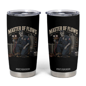 HVAC Tech Skeleton Mechanic Tumbler Cup Master Of Flows Vintage Distressed Graphic