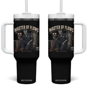 HVAC Tech Skeleton Mechanic Tumbler With Handle Master Of Flows Vintage Distressed Graphic