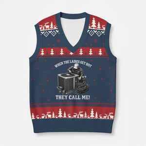 Funny HVAC Technician Graphic V-Neck Knit Sweater Vest When The Ladies Get Hot They Call Me