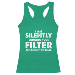 HVAC Tech Graphic Racerback Tank Top I Am Silently Judging Your Filter Replacement Schedule