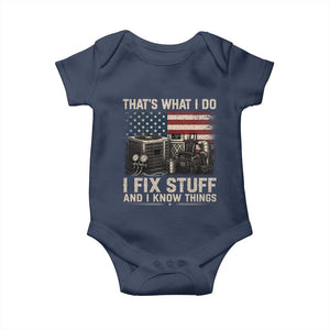 HVAC Technician American Flag Baby Onesie I Fix Stuff And I Know Things American Flag