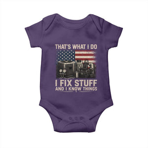 HVAC Technician American Flag Baby Onesie I Fix Stuff And I Know Things American Flag