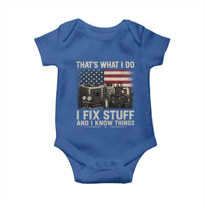HVAC Technician American Flag Baby Onesie I Fix Stuff And I Know Things American Flag